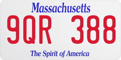MA license plate 9QR388