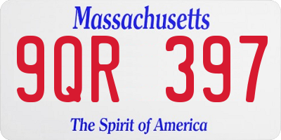 MA license plate 9QR397