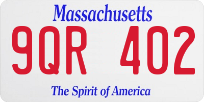 MA license plate 9QR402