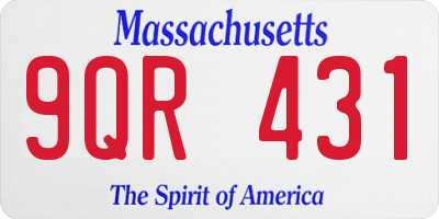 MA license plate 9QR431