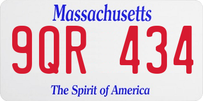 MA license plate 9QR434