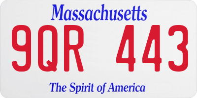 MA license plate 9QR443