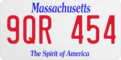 MA license plate 9QR454