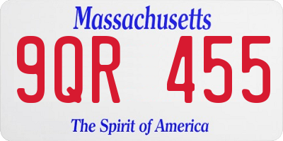 MA license plate 9QR455