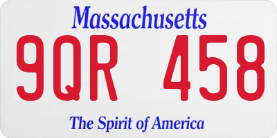 MA license plate 9QR458