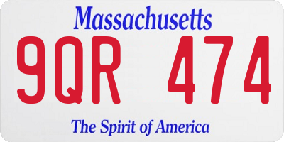 MA license plate 9QR474