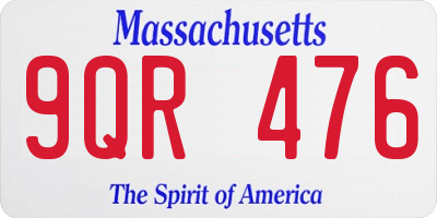 MA license plate 9QR476