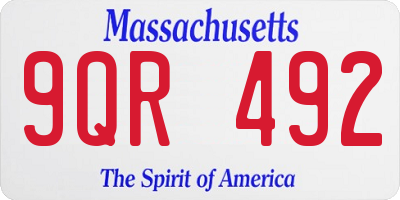 MA license plate 9QR492