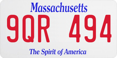 MA license plate 9QR494