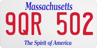 MA license plate 9QR502