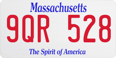 MA license plate 9QR528