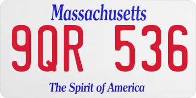 MA license plate 9QR536