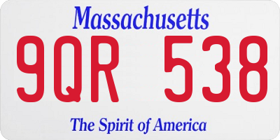 MA license plate 9QR538