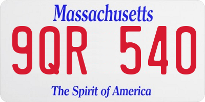 MA license plate 9QR540