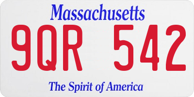 MA license plate 9QR542