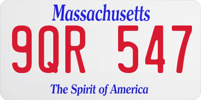 MA license plate 9QR547
