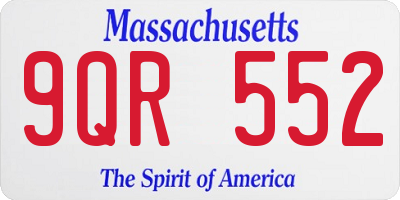 MA license plate 9QR552