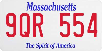 MA license plate 9QR554