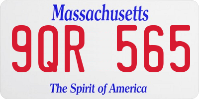 MA license plate 9QR565