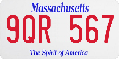 MA license plate 9QR567