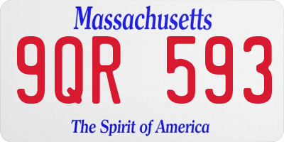 MA license plate 9QR593