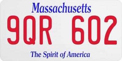 MA license plate 9QR602