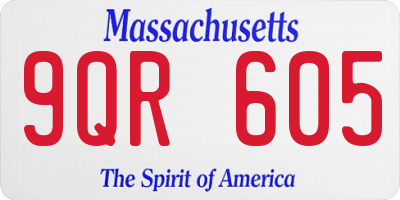 MA license plate 9QR605