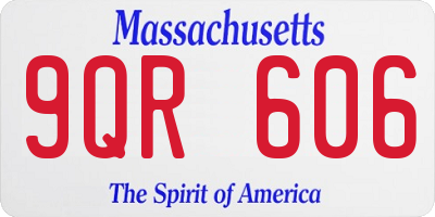 MA license plate 9QR606