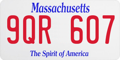 MA license plate 9QR607