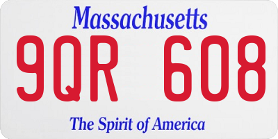 MA license plate 9QR608