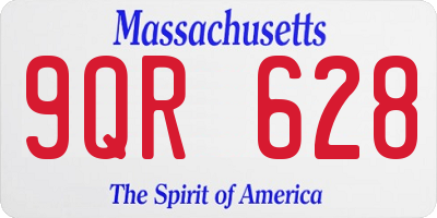 MA license plate 9QR628