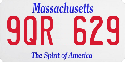 MA license plate 9QR629