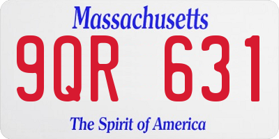 MA license plate 9QR631