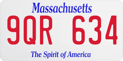 MA license plate 9QR634