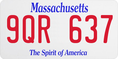 MA license plate 9QR637