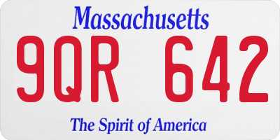 MA license plate 9QR642