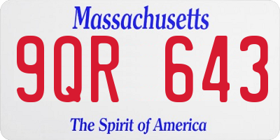 MA license plate 9QR643