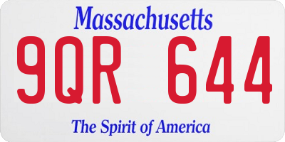 MA license plate 9QR644