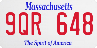 MA license plate 9QR648