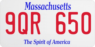 MA license plate 9QR650