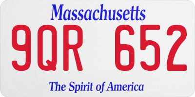 MA license plate 9QR652