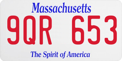 MA license plate 9QR653