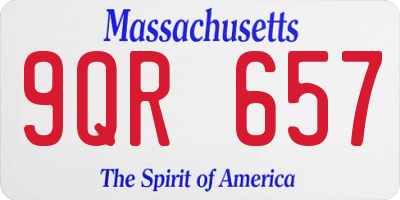 MA license plate 9QR657