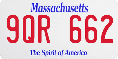 MA license plate 9QR662