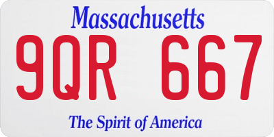 MA license plate 9QR667