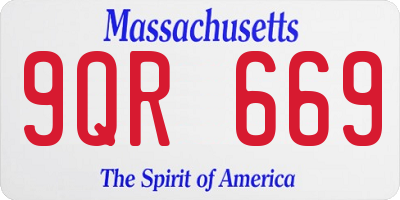 MA license plate 9QR669