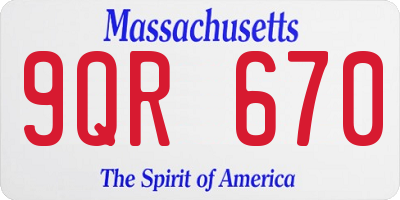 MA license plate 9QR670