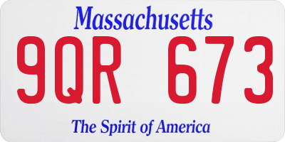MA license plate 9QR673