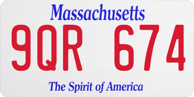 MA license plate 9QR674