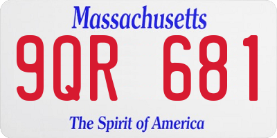 MA license plate 9QR681